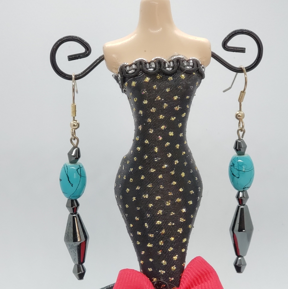 Turquoise and Hemitite Earrings
